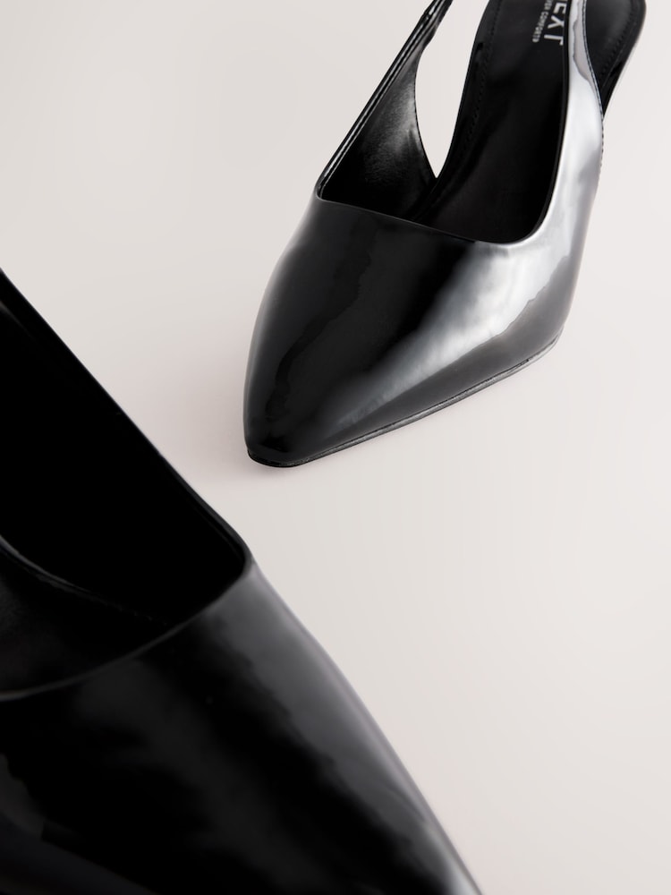 Black Forever Comfort® Point Toe Sling Back Heels - Image 6 of 7