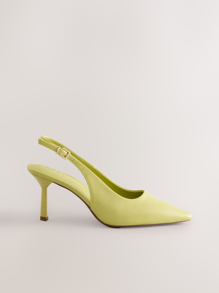 Lime Green Forever Comfort® Point Toe Sling Back Heels - Image 1 of 5