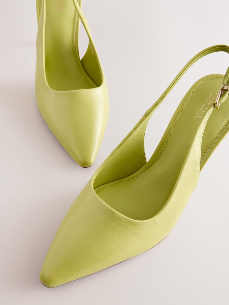 Lime Green Forever Comfort® Point Toe Sling Back Heels - Image 3 of 5