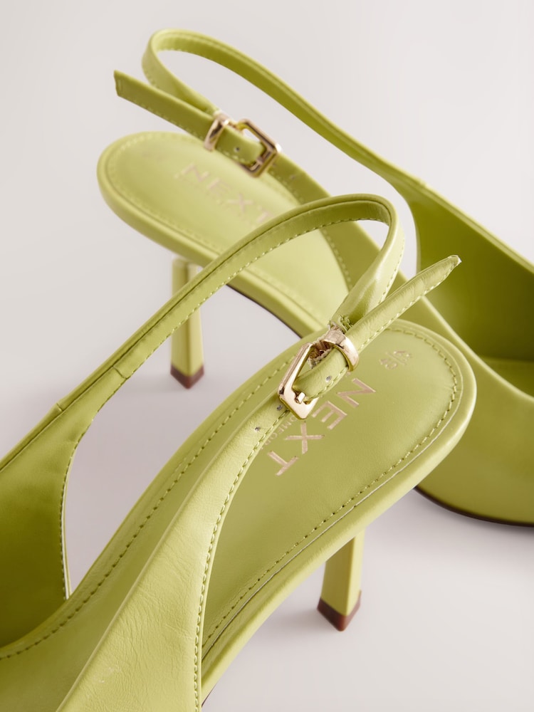 Lime Green Forever Comfort® Point Toe Sling Back Heels - Image 5 of 5