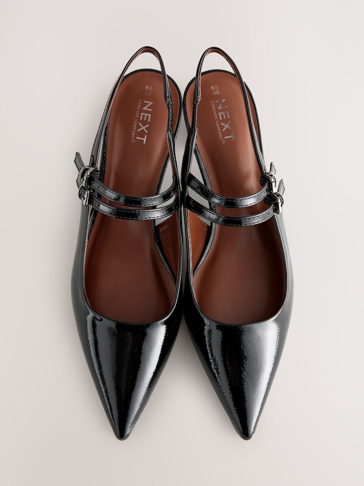 Black Forever Comfort® Point Toe Double Mary Jane Low Block Heels - Image 4 of 7