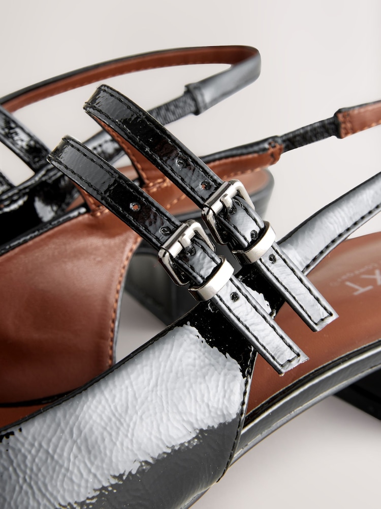 Black Forever Comfort® Point Toe Double Mary Jane Low Block Heels - Image 6 of 7