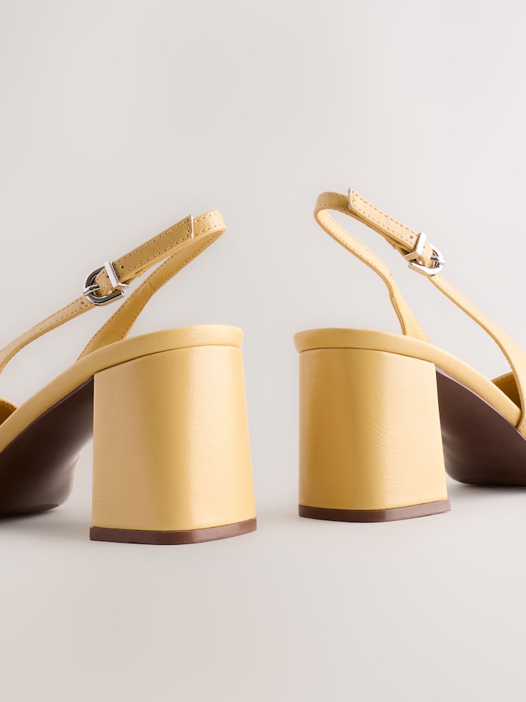 Buttermilk Yellow Standard/Wide Fit Forever Comfort® Square Toe Hardware Slingback Block Heels - Image 3 of 6