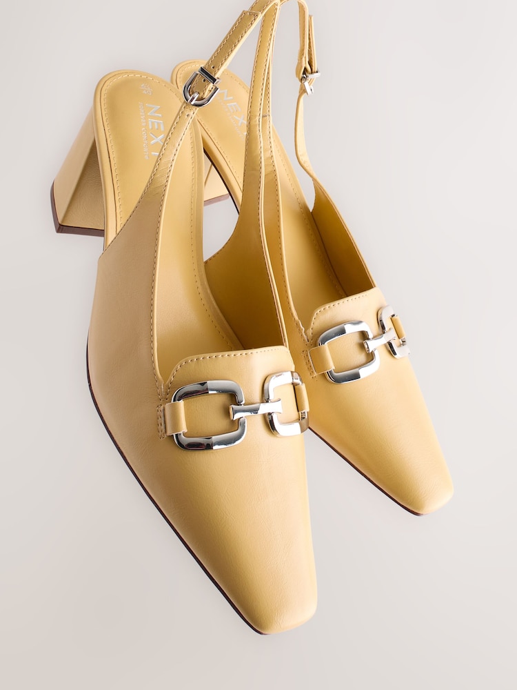Buttermilk Yellow Standard/Wide Fit Forever Comfort® Square Toe Hardware Slingback Block Heels - Image 4 of 6