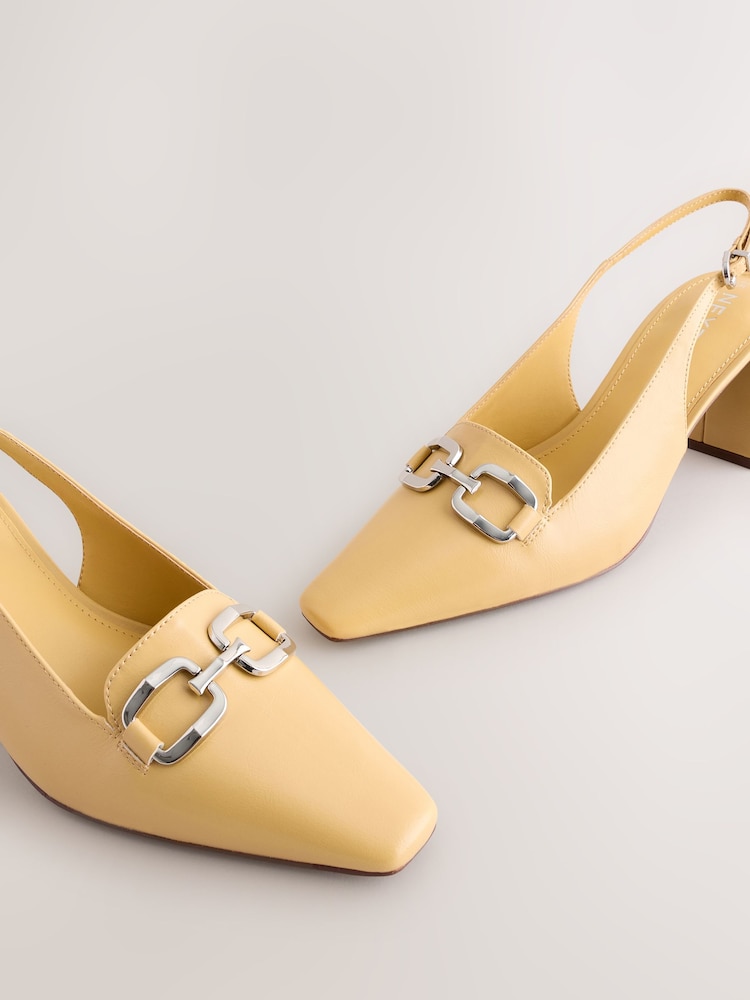 Buttermilk Yellow Standard/Wide Fit Forever Comfort® Square Toe Hardware Slingback Block Heels - Image 5 of 6