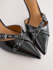 črna - Za vedno Comfort® Point Eyelet Kitten Mules - Slika 5 iz 6