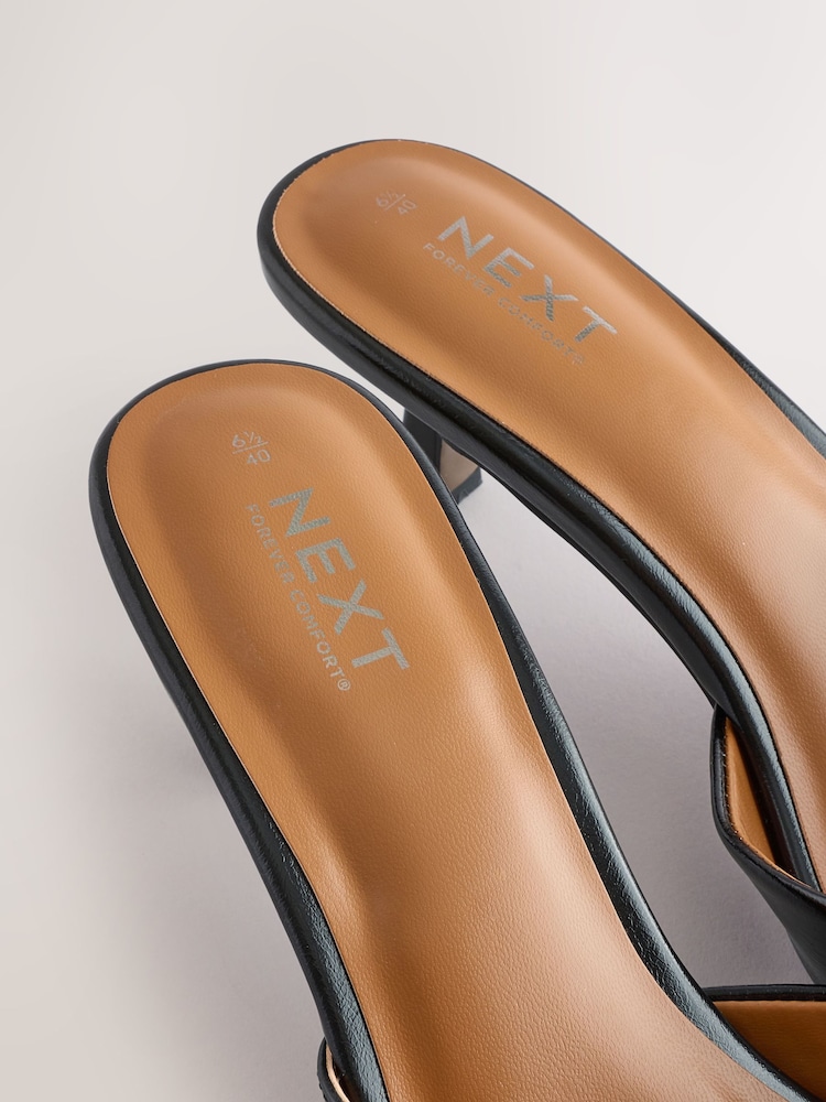 črna - Za vedno Comfort® Point Eyelet Kitten Mules - Slika 6 iz 6
