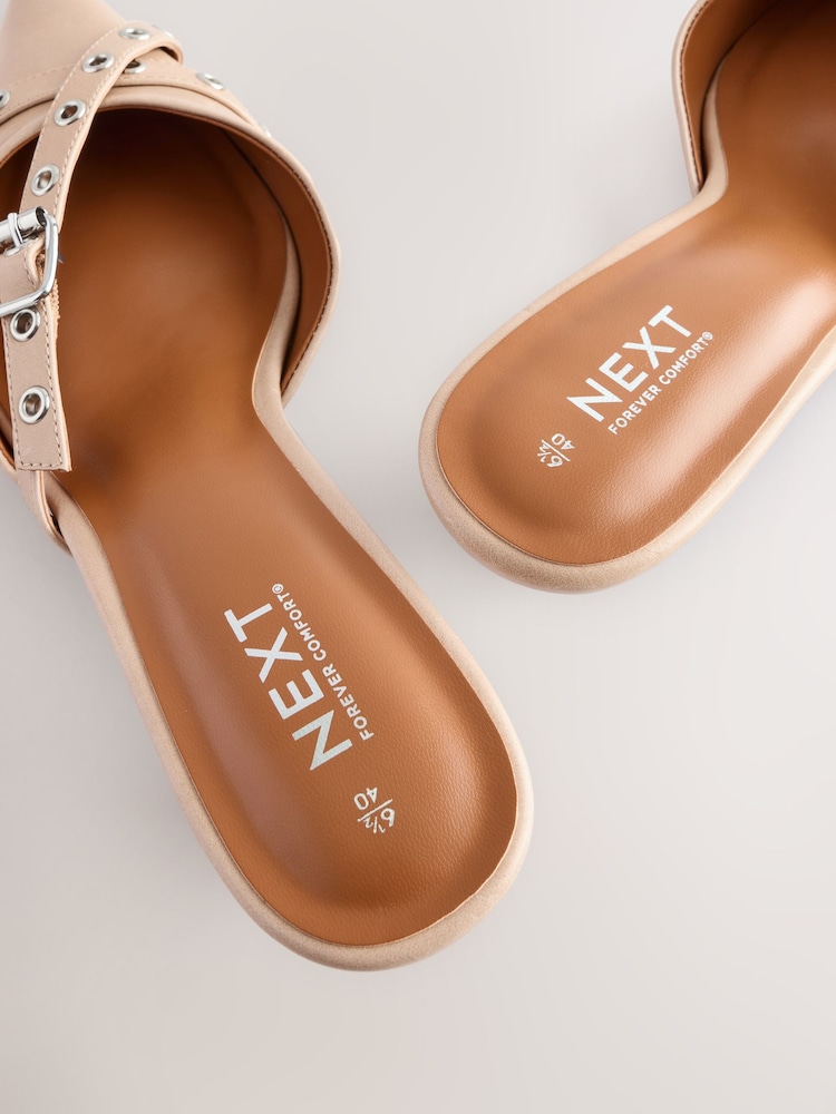 Kamelja kožna - Za vedno Comfort® Point Eyelet Kitten Mules - Slika 10 iz 10