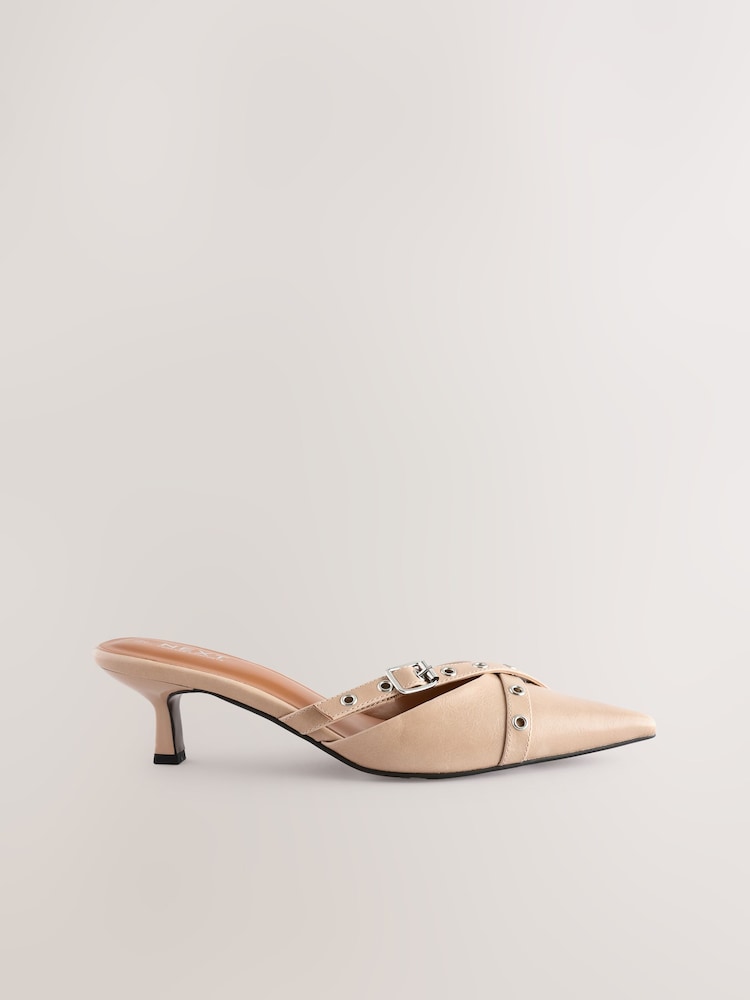 Camel Nude Forever Comfort® Point Eyelet Kitten Mules - Image 7 of 10