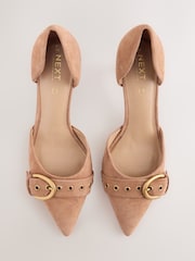 rumenorjava; poltna rjava Suede - Forever Comfort® Leather Point Toe Eyelet Buckle čevelj ali škorenj z visoko, ozko peto, ukrivljeno pod čevelj čevlji - Slika 8 iz 12