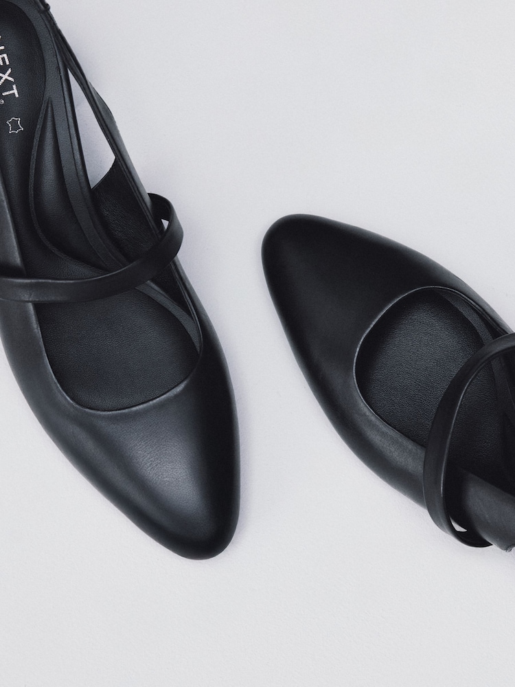 Black Forever Comfort® Premium Leather Mary Jane Slingback Shoes - Image 11 of 11