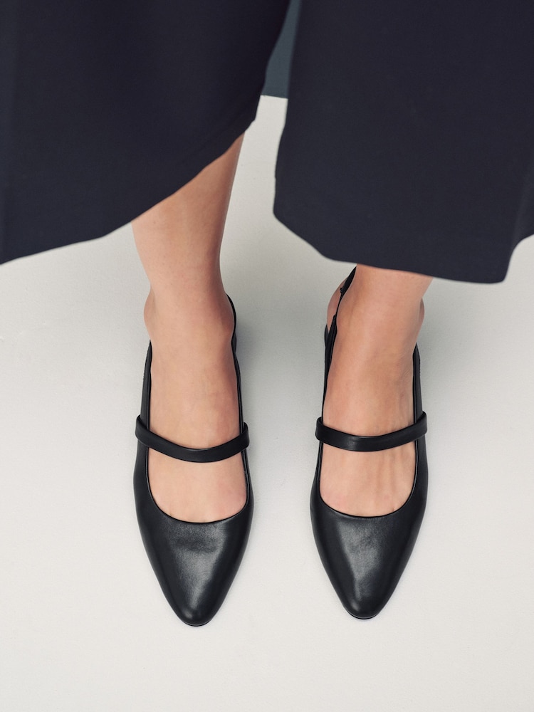 Black Forever Comfort® Premium Leather Mary Jane Slingback Shoes - Image 3 of 11