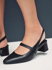 Black Forever Comfort® Premium Leather Mary Jane Slingback Shoes - Image 4 of 11