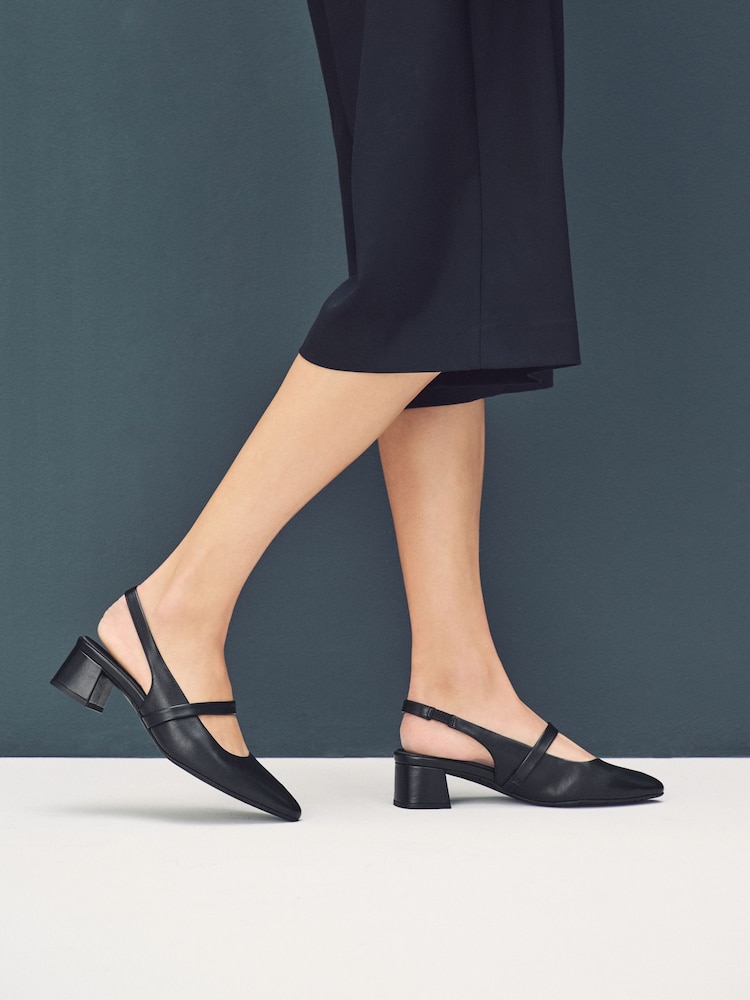 Black Forever Comfort® Premium Leather Mary Jane Slingback Shoes - Image 5 of 11