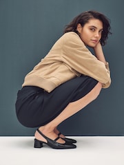 Black Forever Comfort® Premium Leather Mary Jane Slingback Shoes - Image 6 of 11