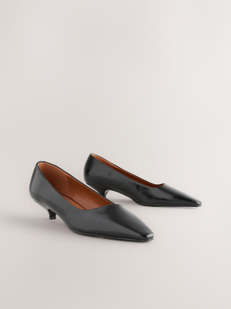 Black Forever Comfort® Point Chisel Toe Kitten Heel Shoes - Image 1 of 5