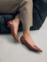 Tan Brown Forever Comfort® Point Chisel Toe Kitten Heel Shoes - Image 1 of 7