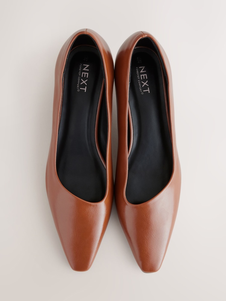 Tan Brown Forever Comfort® Point Chisel Toe Kitten Heel Shoes - Image 4 of 7