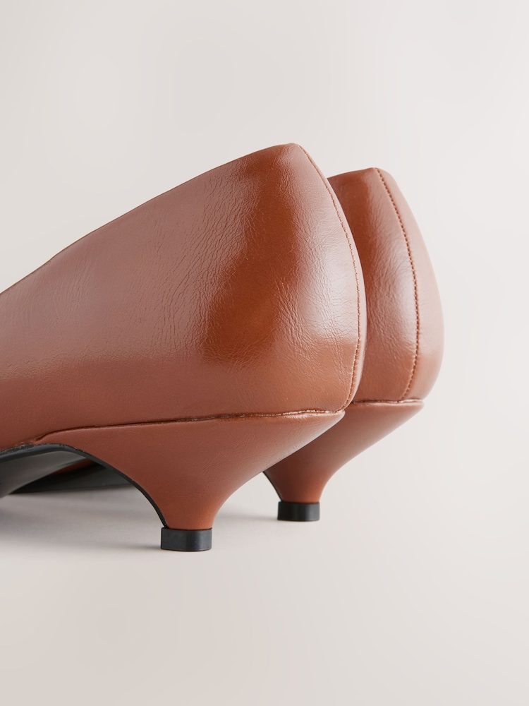 Tan Brown Forever Comfort® Point Chisel Toe Kitten Heel Shoes - Image 6 of 7