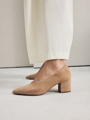 Camel Forever Comfort® Leather Point Toe Low Block Heels - Image 1 of 4