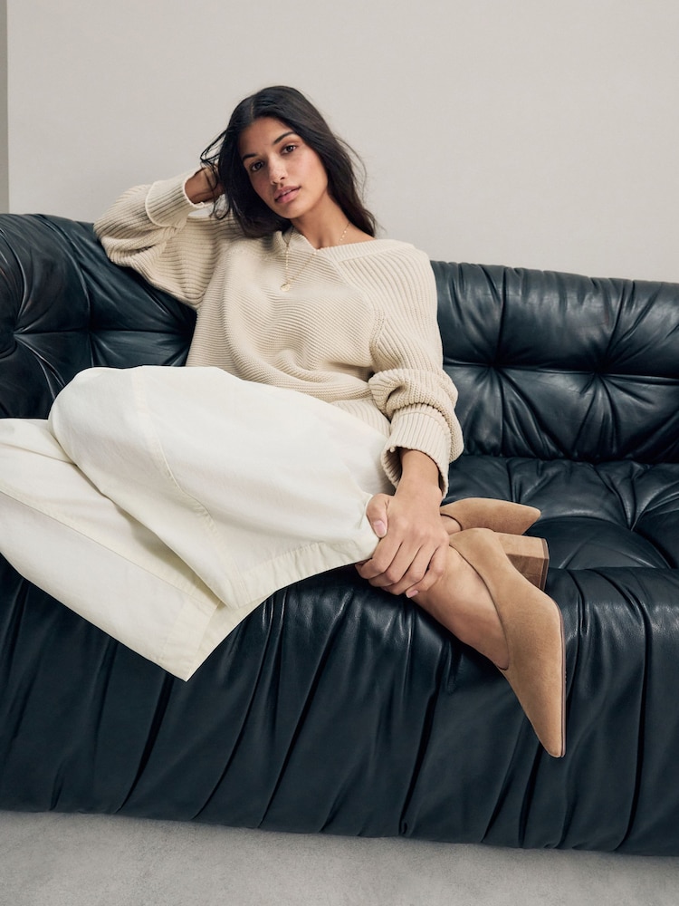 Camel Forever Comfort® Leather Point Toe Low Block Heels - Image 2 of 4