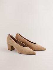 Camel Forever Comfort® Leather Point Toe Low Block Heels - Image 5 of 9