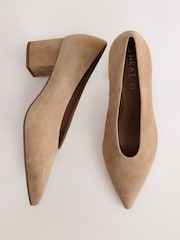 Camel Forever Comfort® Leather Point Toe Low Block Heels - Image 6 of 9
