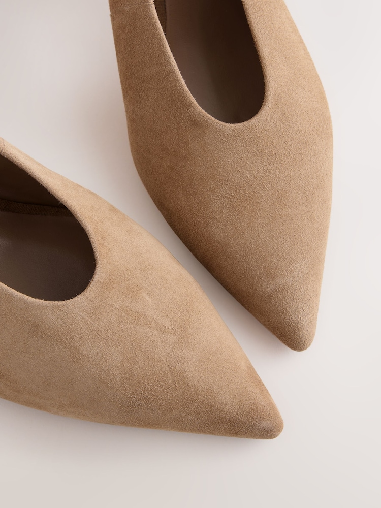 Camel Forever Comfort® Leather Point Toe Low Block Heels - Image 9 of 9