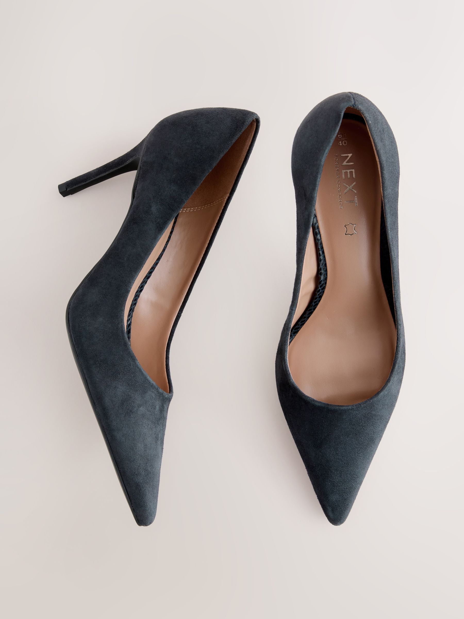 Buy Navy Suede Standard/Wide Fit Leather Mid Court Shoes from Next