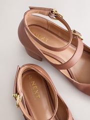 Pink Forever Comfort® Round Toe Double Buckle Block Heel Shoes - Image 10 of 11