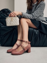 Pink Forever Comfort® Round Toe Double Buckle Block Heel Shoes - Image 2 of 11