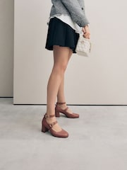 Pink Forever Comfort® Round Toe Double Buckle Block Heel Shoes - Image 3 of 11