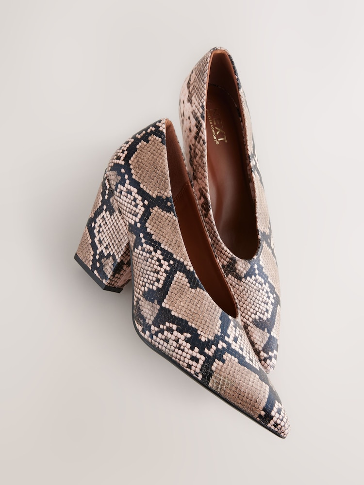 Snake Standard Fit Forever Comfort® Point Toe Block Courts - Image 9 of 11