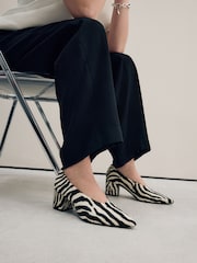 Zebra Forever Comfort® Leather Point Toe Low Block Heels - Image 1 of 10