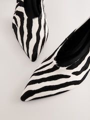 Zebra Forever Comfort® Leather Point Toe Low Block Heels - Image 10 of 10