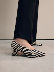 Zebra Forever Comfort® Leather Point Toe Low Block Heels - Image 3 of 10