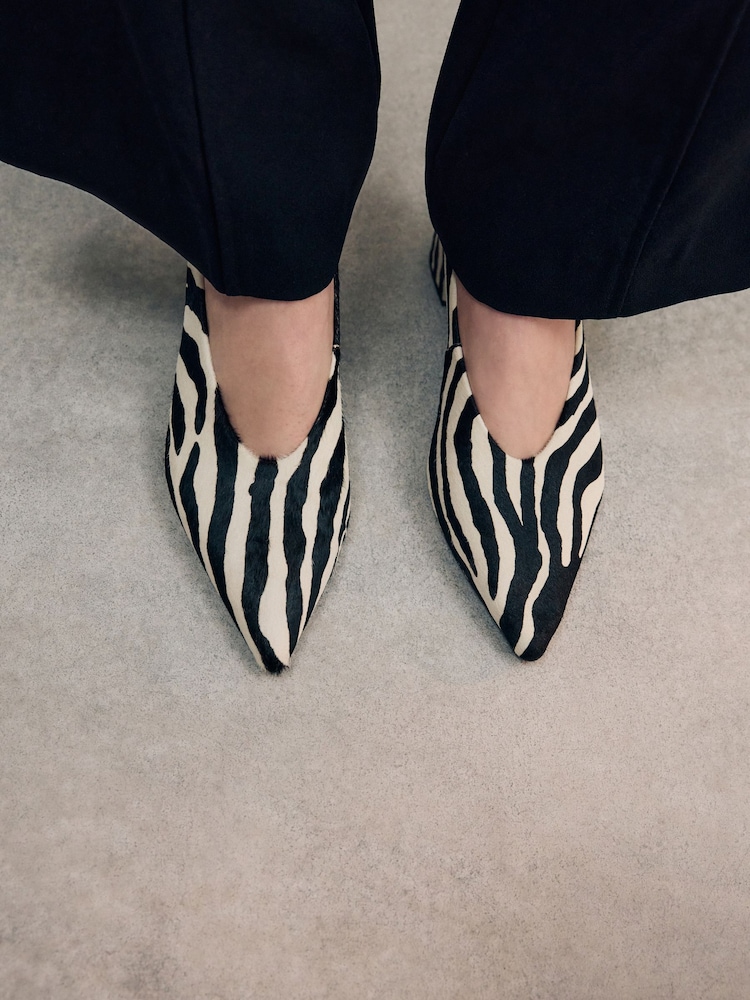 Zebra Forever Comfort® Leather Point Toe Low Block Heels - Image 4 of 10