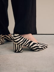 Zebra Forever Comfort® Leather Point Toe Low Block Heels - Image 5 of 10