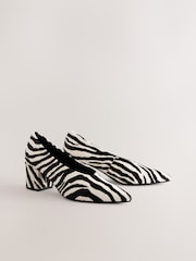 Zebra Forever Comfort® Leather Point Toe Low Block Heels - Image 6 of 10