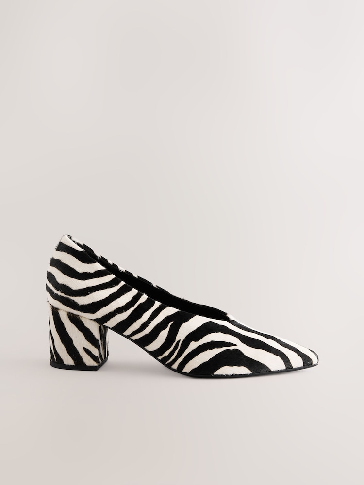Zebra Forever Comfort® Leather Point Toe Low Block Heels - Image 7 of 10