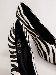 Zebra Forever Comfort® Leather Point Toe Low Block Heels - Image 8 of 10