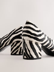 Zebra Forever Comfort® Leather Point Toe Low Block Heels - Image 9 of 10
