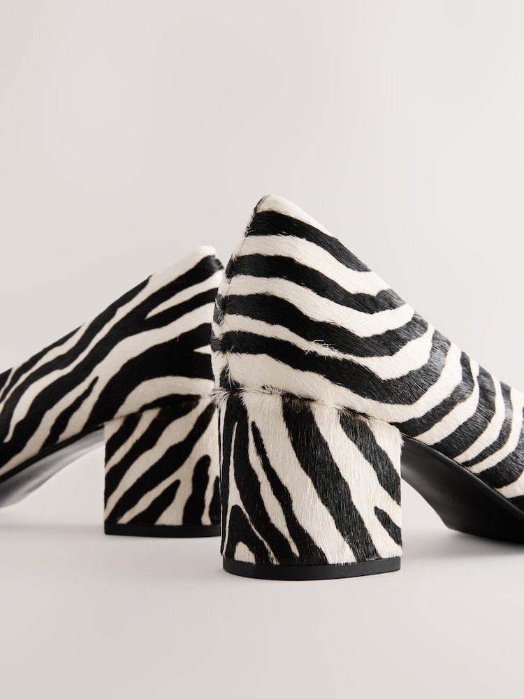 Zebra Forever Comfort® Leather Point Toe Low Block Heels - Image 9 of 10