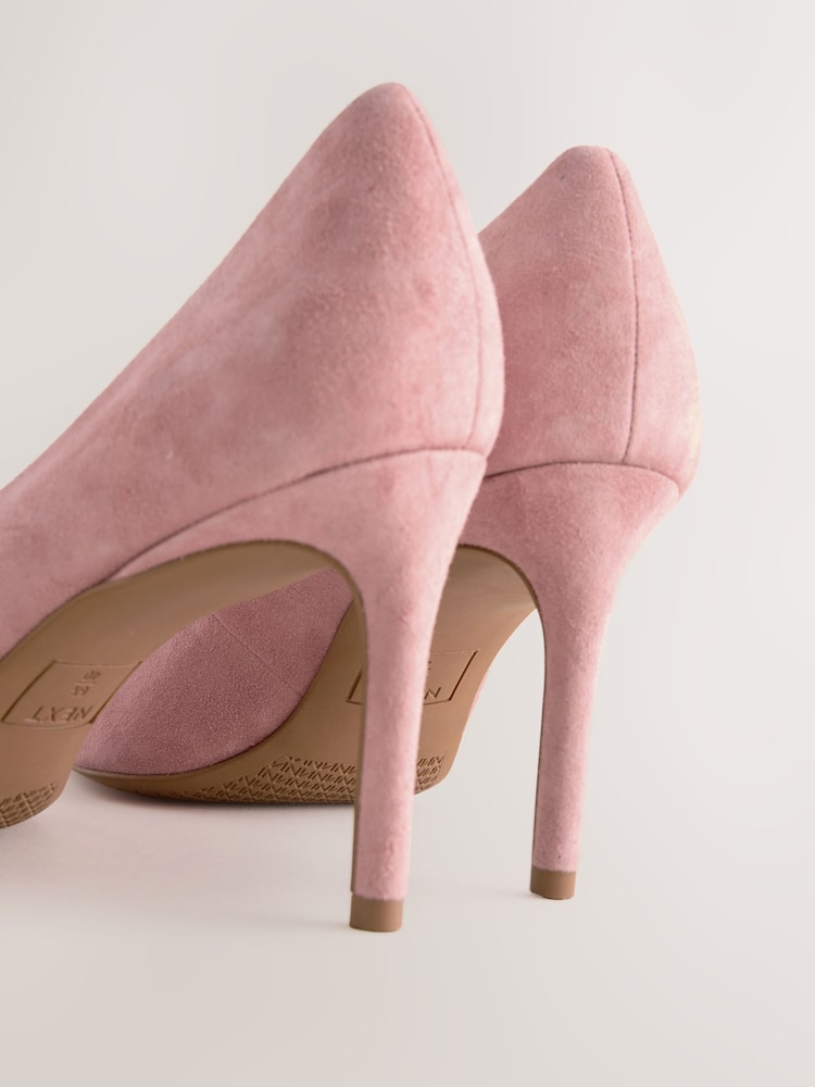 Rose Pink Suede Standard/Wide Fit Leather Mid Court Shoes - Image 8 of 9