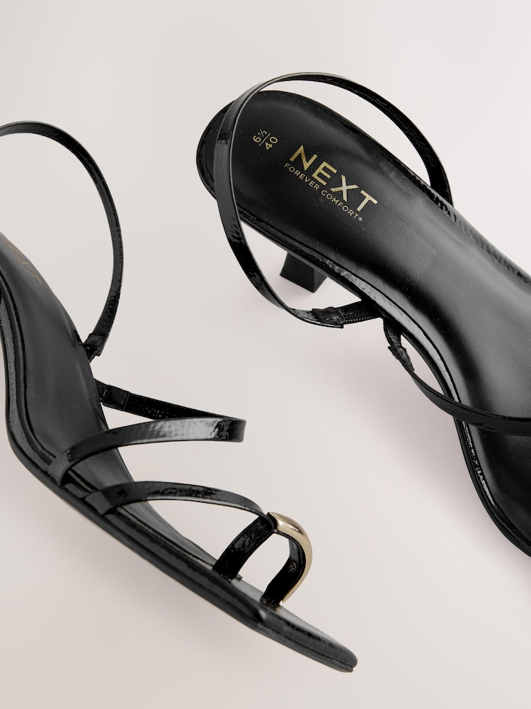 Black Toe Loop Heeled Sandals - Image 11 of 11 Black Toe Loop Heeled Sandals - Image 11 of 11