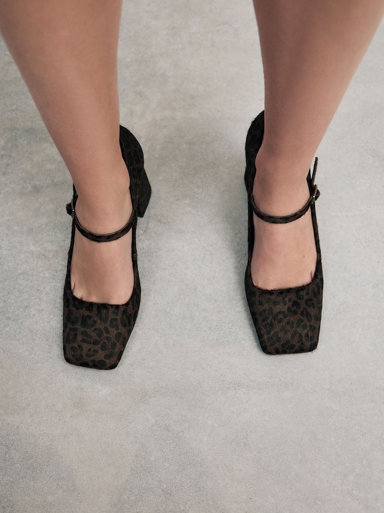 Leopard Forever Comfort® Leather Square Toe Block Heel Mary Jane Shoes - Image 3 of 11