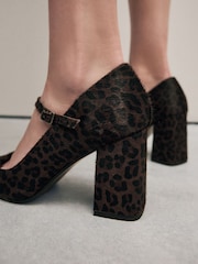 Leopard Forever Comfort® Leather Square Toe Block Heel Mary Jane Shoes - Image 4 of 11