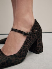 Leopard Forever Comfort® Leather Square Toe Block Heel Mary Jane Shoes - Image 5 of 11