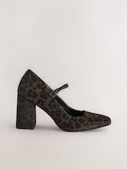Leopard Forever Comfort® Leather Square Toe Block Heel Mary Jane Shoes - Image 6 of 11