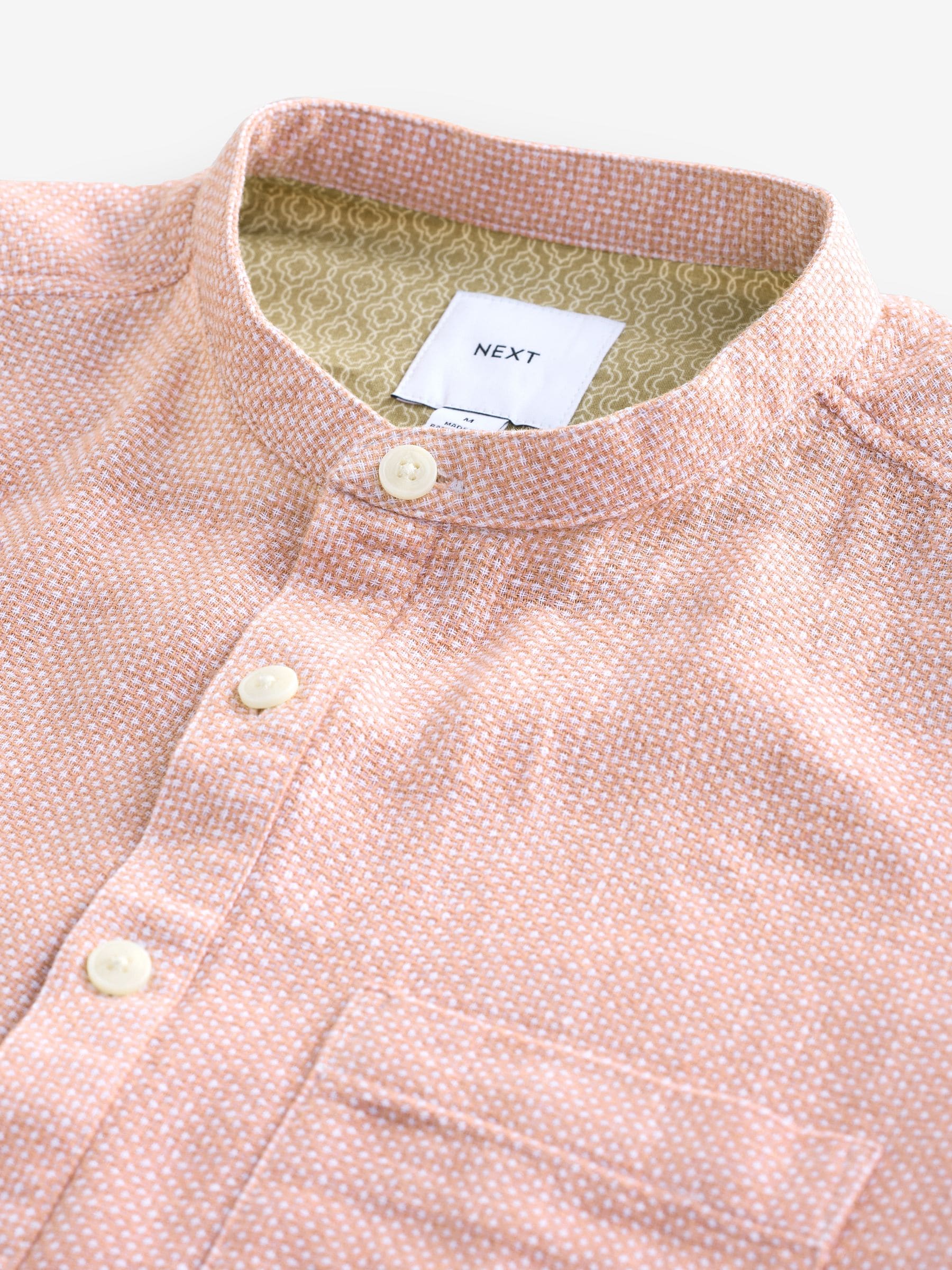 Buy Pink Overhead Cotton Linen Blend Short Sleeve Shirt from